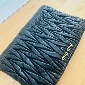 Miu Miu Matelassé Leather Quilted Black Clutch